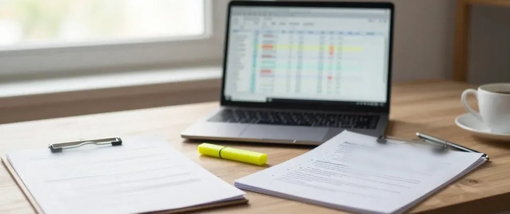 Illustrated cover of a person organizing job applications on a laptop beside a checklist and calendar.