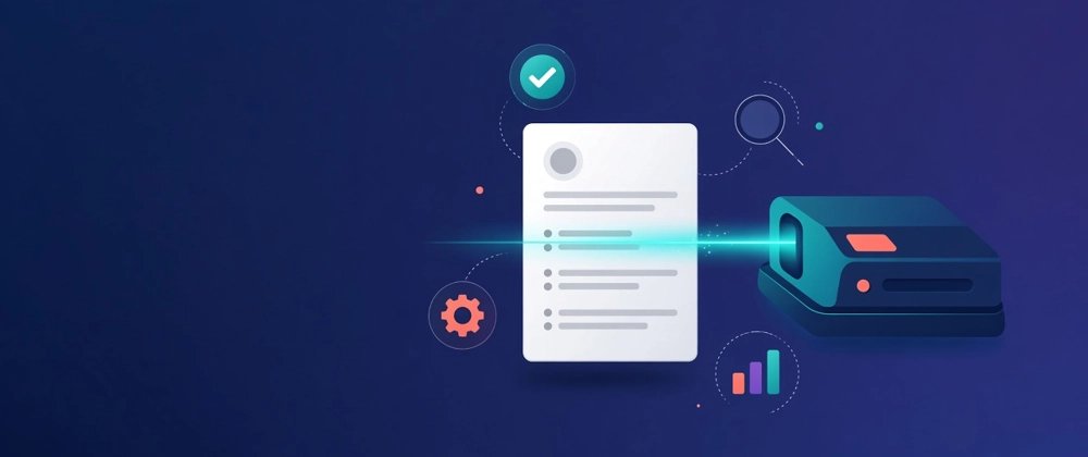 Illustrated cover of a resume being checked against an ATS rejection warning, with a short fix checklist.